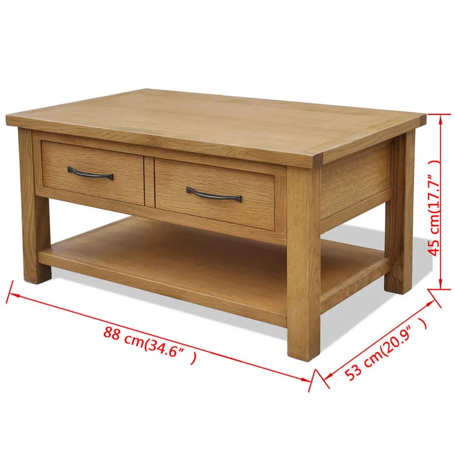 Table basse 88x53x45 cm Bois de chêne massif - 5