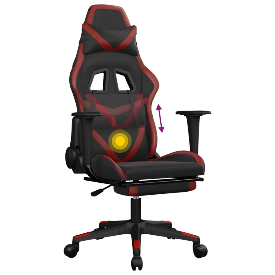 Chaise de jeu de massage repose-pied Noir&Bordeaux Similicuir - 8