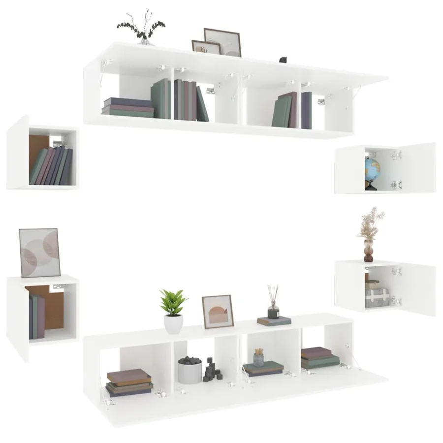 Ensemble de meubles TV 8 pcs Blanc Bois d'ingénierie - 9