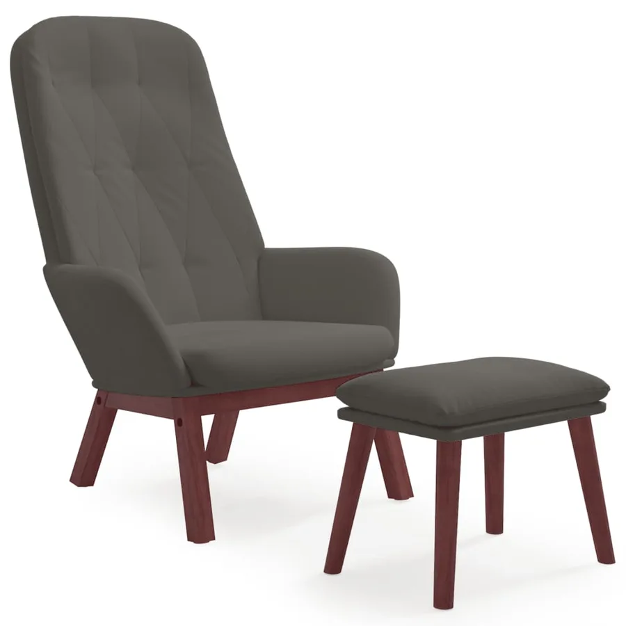 Chaise de relaxation avec repose-pied Gris foncé Velours - 2