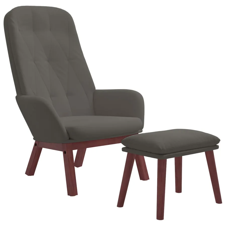 Chaise de relaxation avec repose-pied Gris foncé Velours - 3