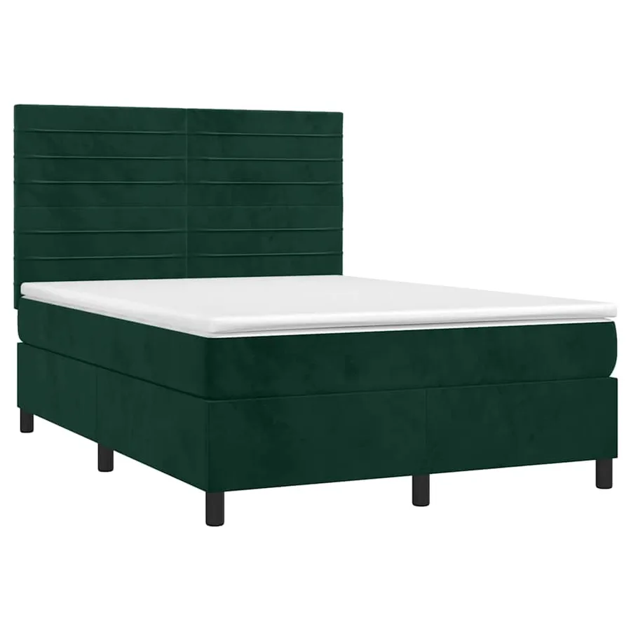Sommier à lattes de lit avec matelas LED Vert foncé 140x200 cm - 3