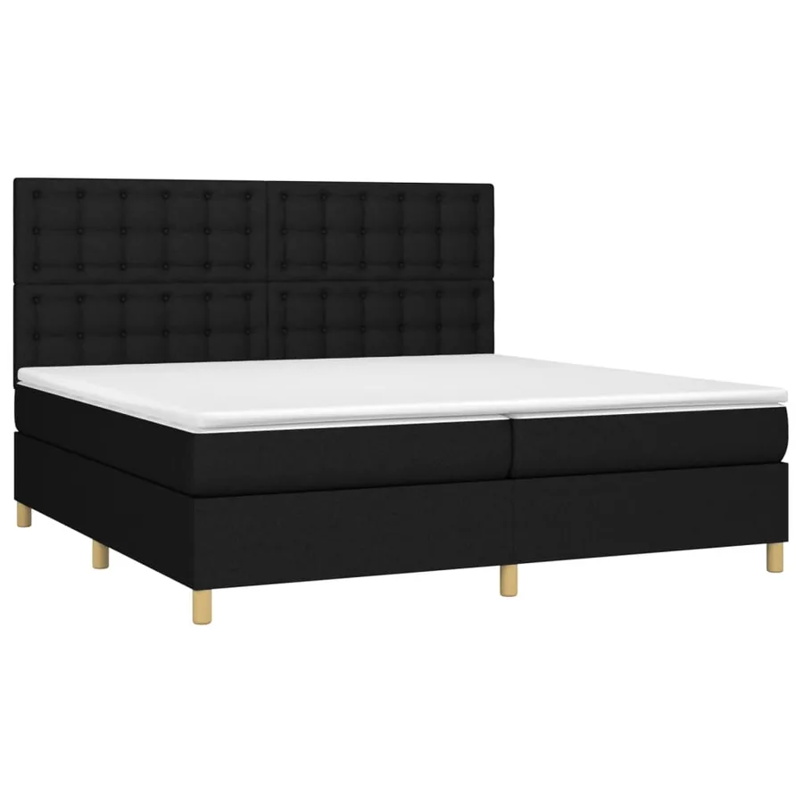Sommier à lattes de lit et matelas et LED Noir 200x200 cm Tissu - 3