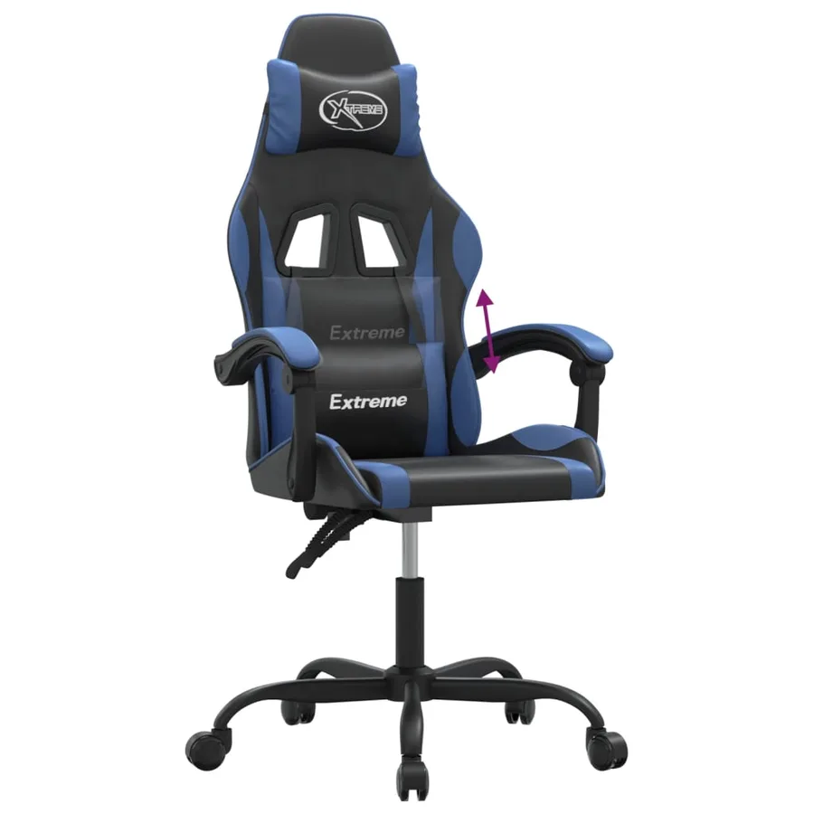 Chaise de jeu Noir et bleu Similicuir - 7