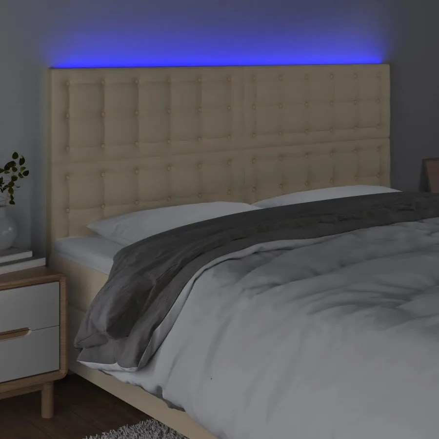 Tête de lit à LED Crème 160x5x118/128 cm Tissu - 3