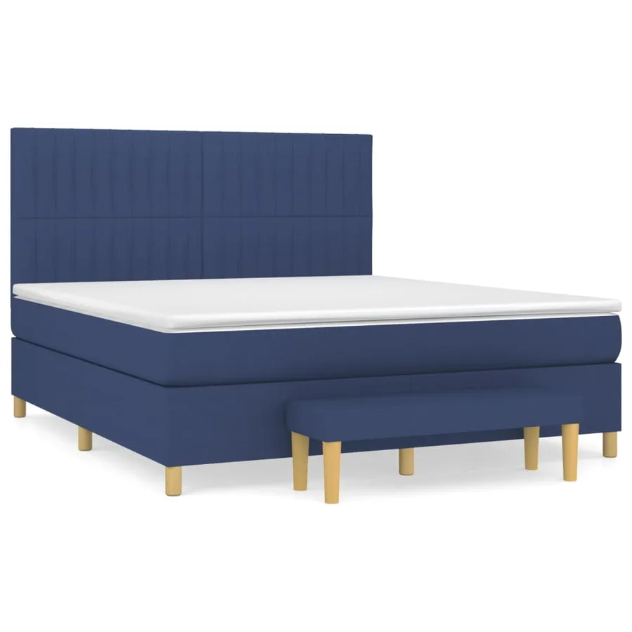 Sommier à lattes de lit avec matelas Bleu 160x200 cm Tissu - 2