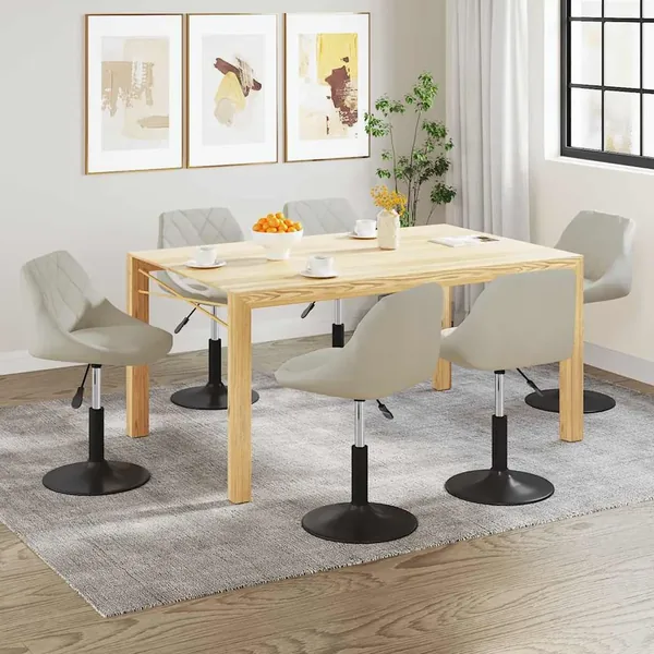 Chaises pivotantes à manger lot de 6 crème velours