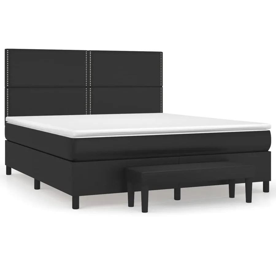 Sommier à lattes de lit avec matelas Noir 180x200 cm Similicuir - 2