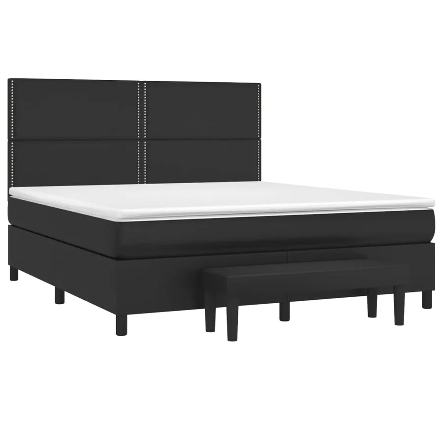 Sommier à lattes de lit avec matelas Noir 180x200 cm Similicuir - 3