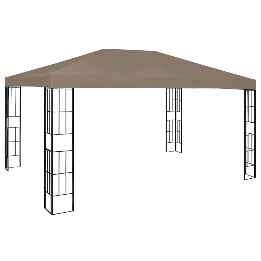 Tonnelle avec guirlande lumineuse à LED 4x3 m Taupe - 3