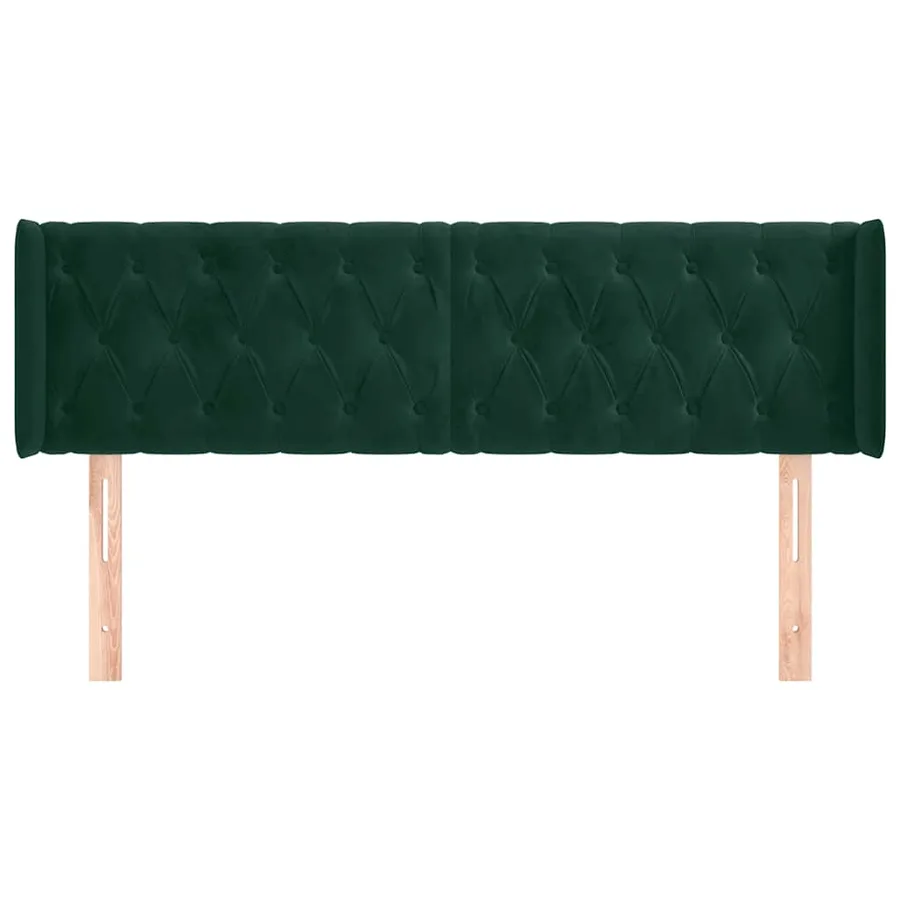 Tête de lit avec oreilles Vert foncé 163x16x78/88 cm Velours - 3