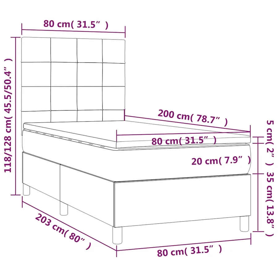 Sommier à lattes de lit et matelas Vert foncé 80x200 cm Velours - 7