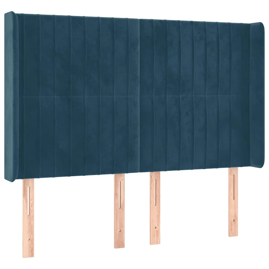 Tête de lit avec oreilles Bleu foncé 147x16x118/128 cm Velours - 2