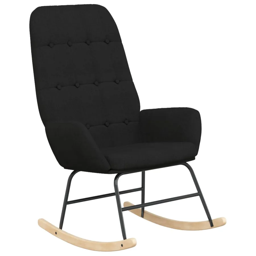 Chaise à bascule avec repose-pied Noir Tissu - 4