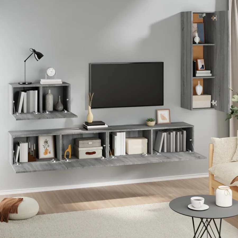 Ensemble de meubles TV 4 pcs Sonoma gris Bois d'ingénierie - 3