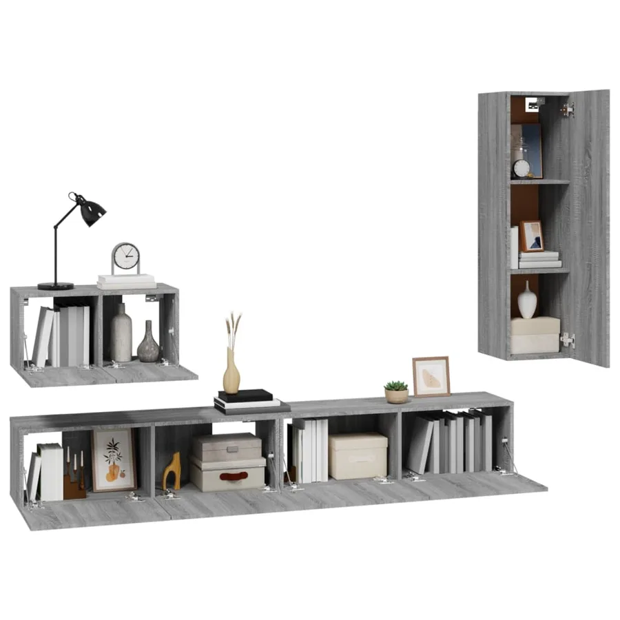 Ensemble de meubles TV 4 pcs Sonoma gris Bois d'ingénierie - 4