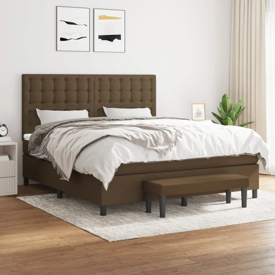 Sommier à lattes de lit avec matelas Marron foncé 180x200 cm