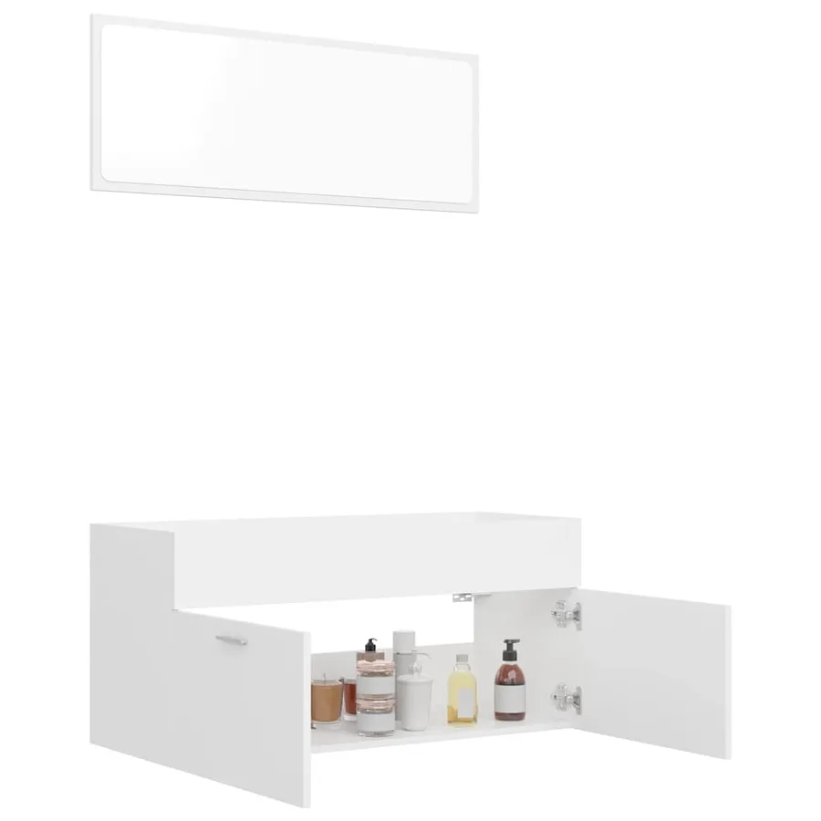 Ensemble de meubles de salle de bain 2pcs blanc bois ingénierie - 4