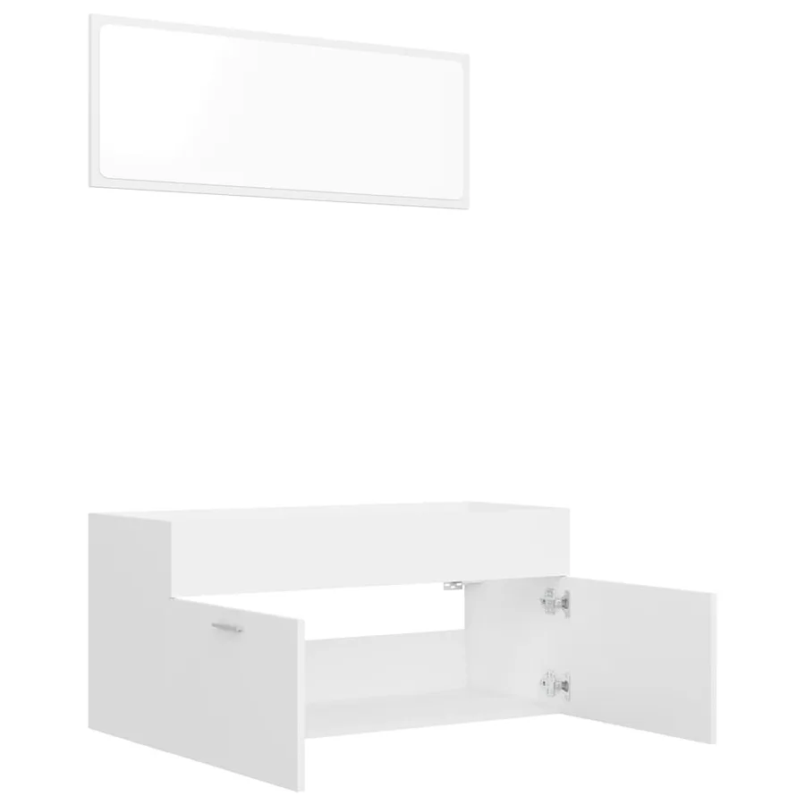 Ensemble de meubles de salle de bain 2pcs blanc bois ingénierie - 5