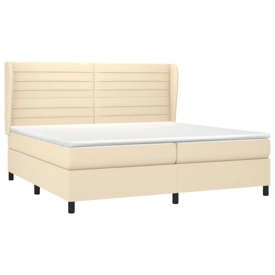 Sommier à lattes de lit avec matelas Crème 200x200 cm Tissu - 3