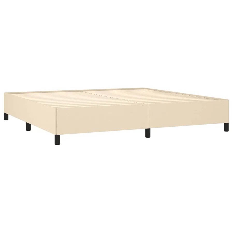 Sommier à lattes de lit avec matelas Crème 200x200 cm Tissu - 4