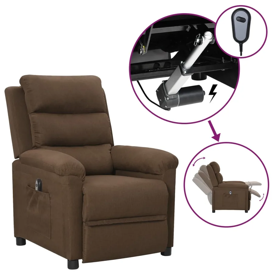 Fauteuil inclinable électrique Marron Tissu