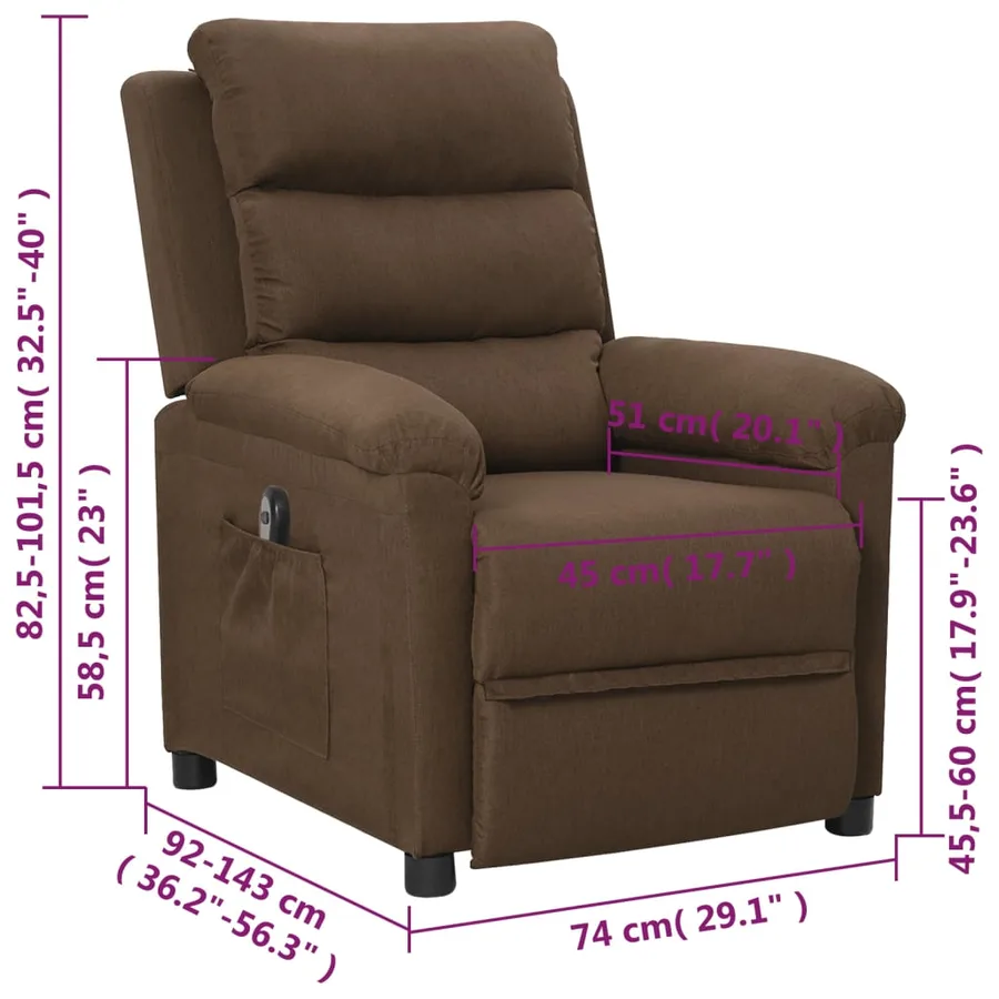 Fauteuil inclinable électrique Marron Tissu - 12