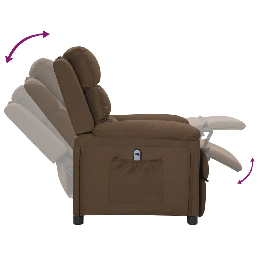 Fauteuil inclinable électrique Marron Tissu - 6