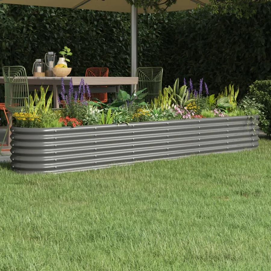 Lit surélevé de jardin Acier galvanisé 260x40x36 cm gris