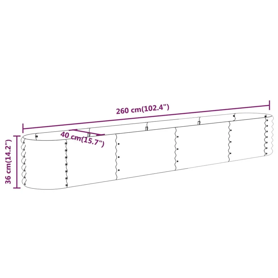 Lit surélevé de jardin Acier galvanisé 260x40x36 cm gris - 6