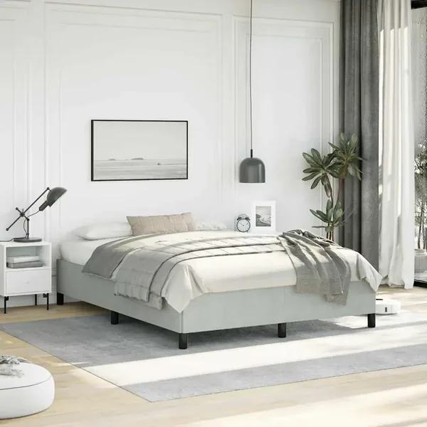 Cadre de lit gris clair 137x190 cm velours