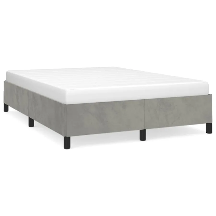 Cadre de lit gris clair 137x190 cm velours - 2