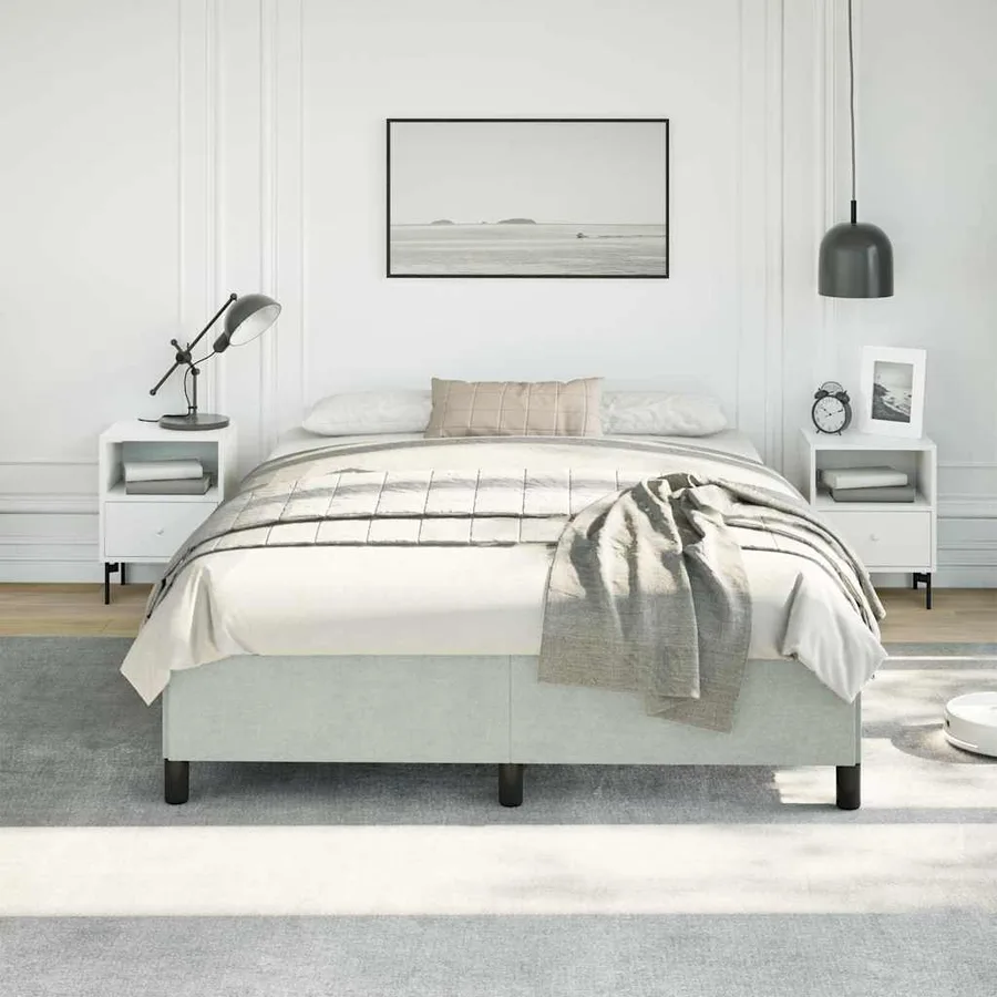 Cadre de lit gris clair 137x190 cm velours - 3