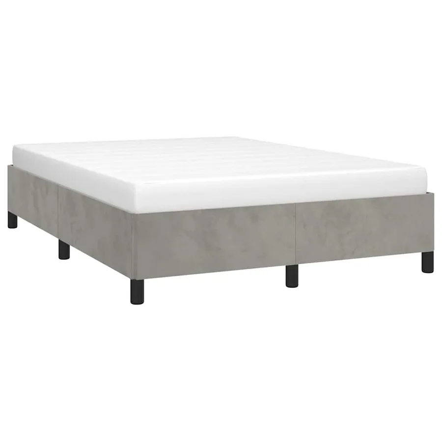 Cadre de lit gris clair 137x190 cm velours - 4