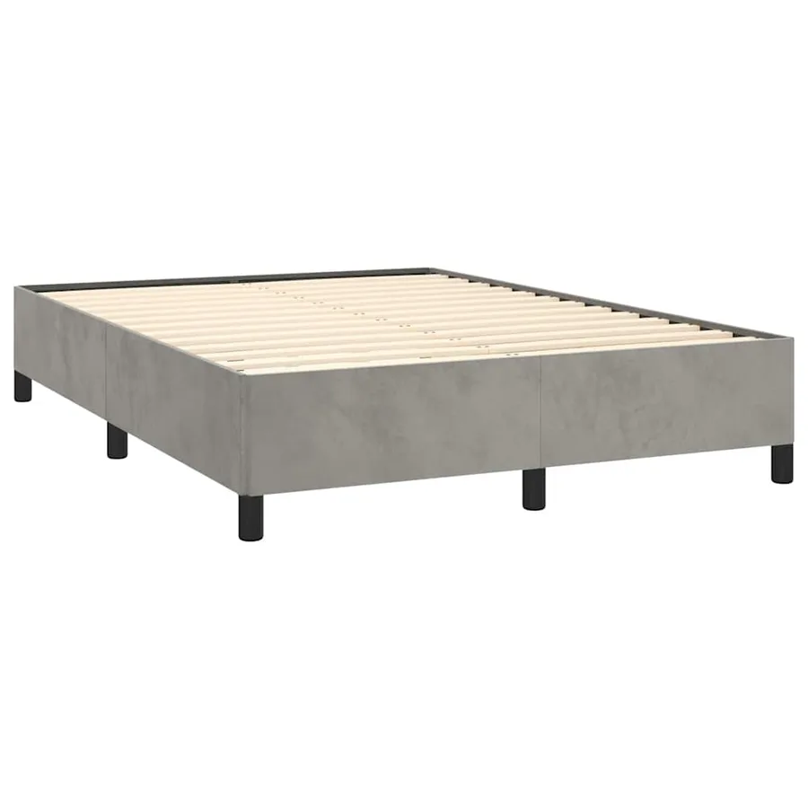 Cadre de lit gris clair 137x190 cm velours - 5