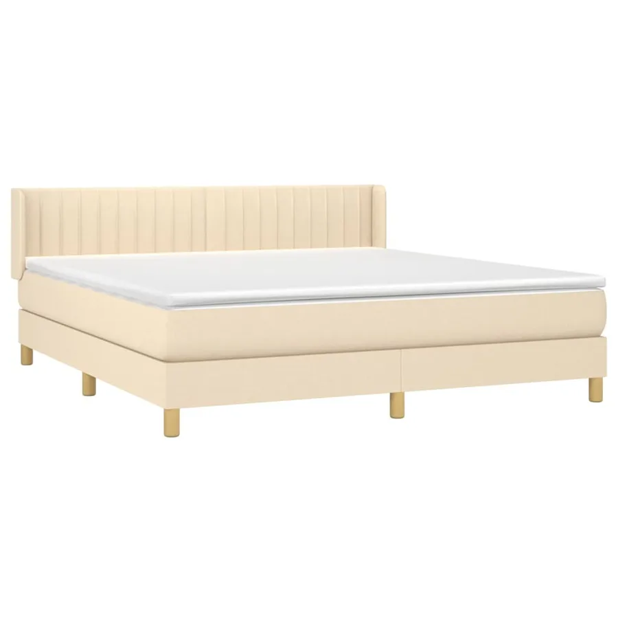 Sommier à lattes de lit avec matelas Crème 160x200 cm Tissu - 3