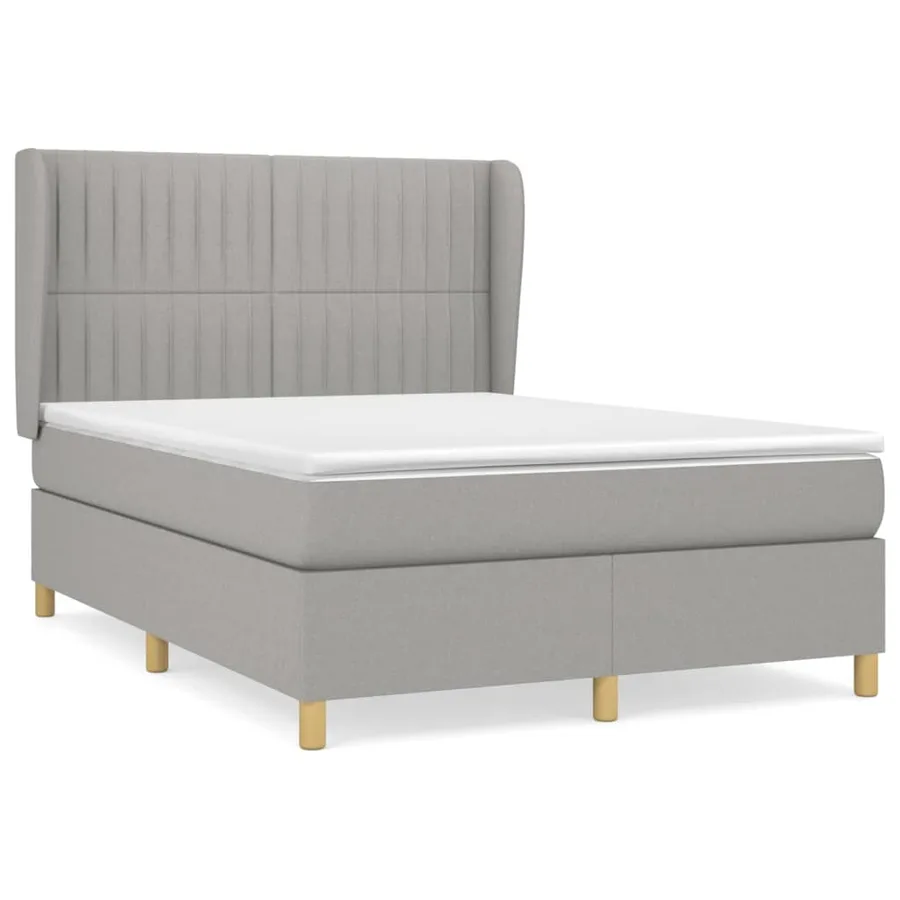 Sommier à lattes de lit avec matelas Gris clair 140x190cm Tissu - 2