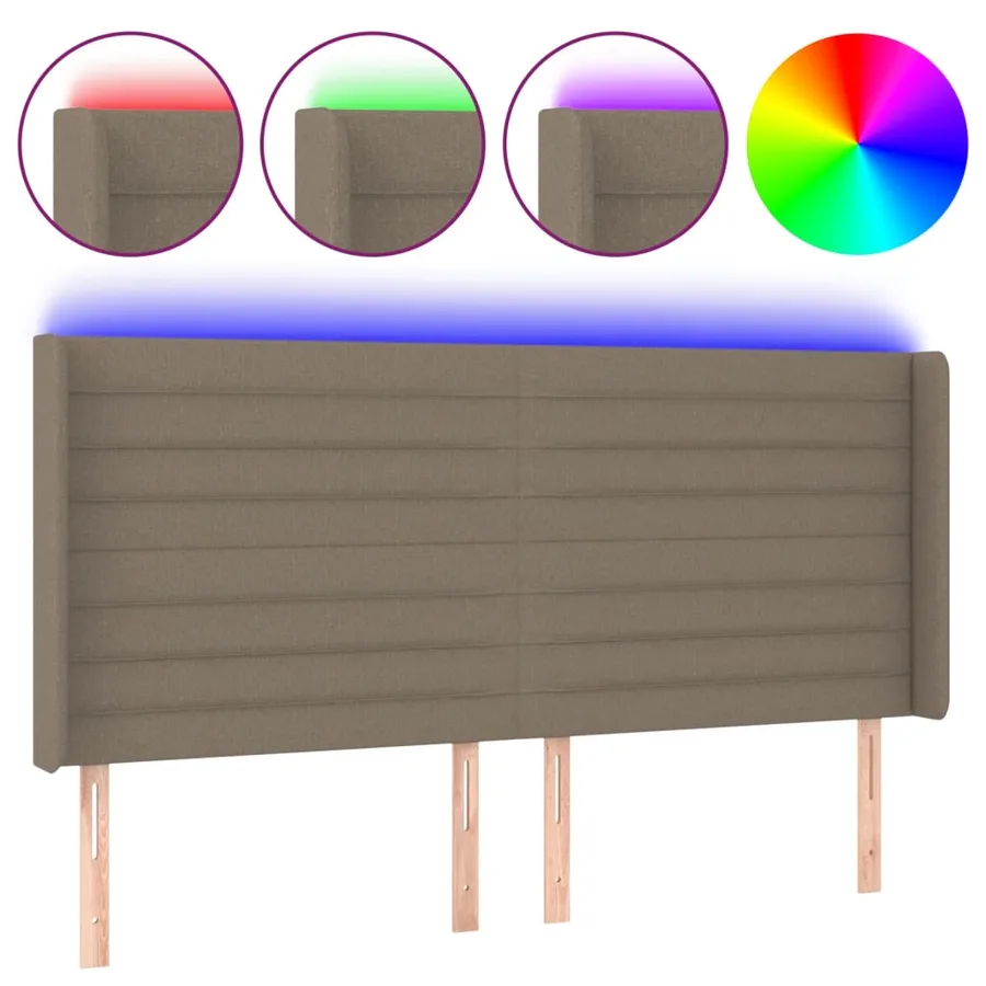 Tête de lit à LED Taupe 203x16x118/128 cm Tissu - 2