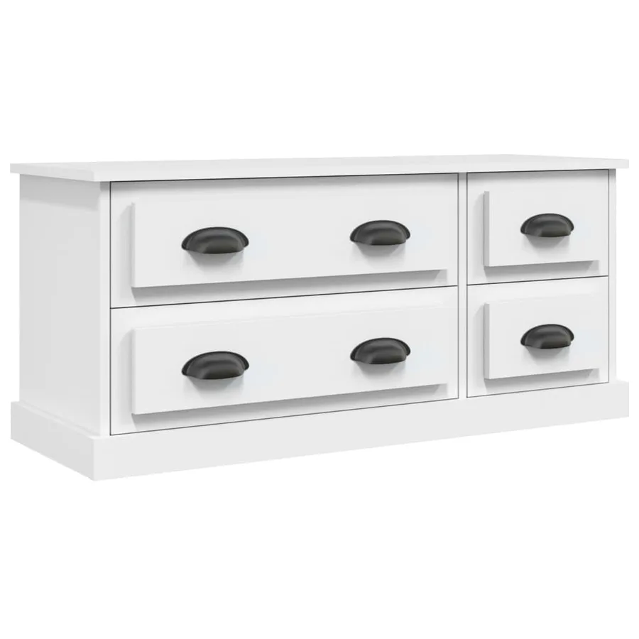 Meuble TV blanc 100x35,5x45 cm bois d'ingénierie - 2