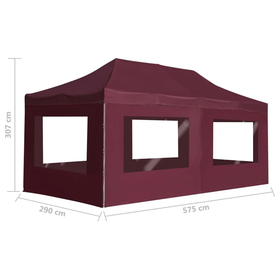 Tente de réception pliable avec parois Aluminium 6x3 m Bordeaux - 11