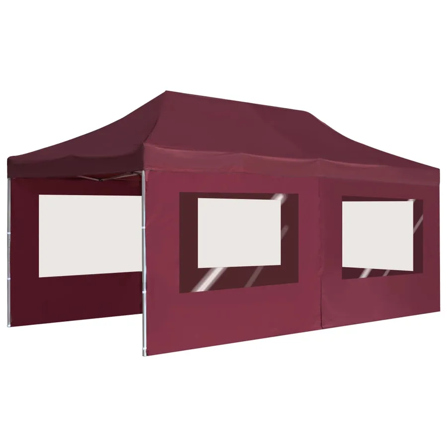 Tente de réception pliable avec parois Aluminium 6x3 m Bordeaux - 4