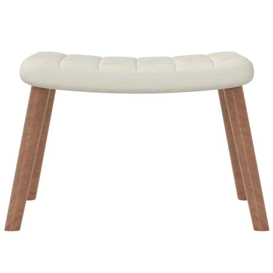 Chaise à bascule avec repose-pied Blanc crème Velours - 7