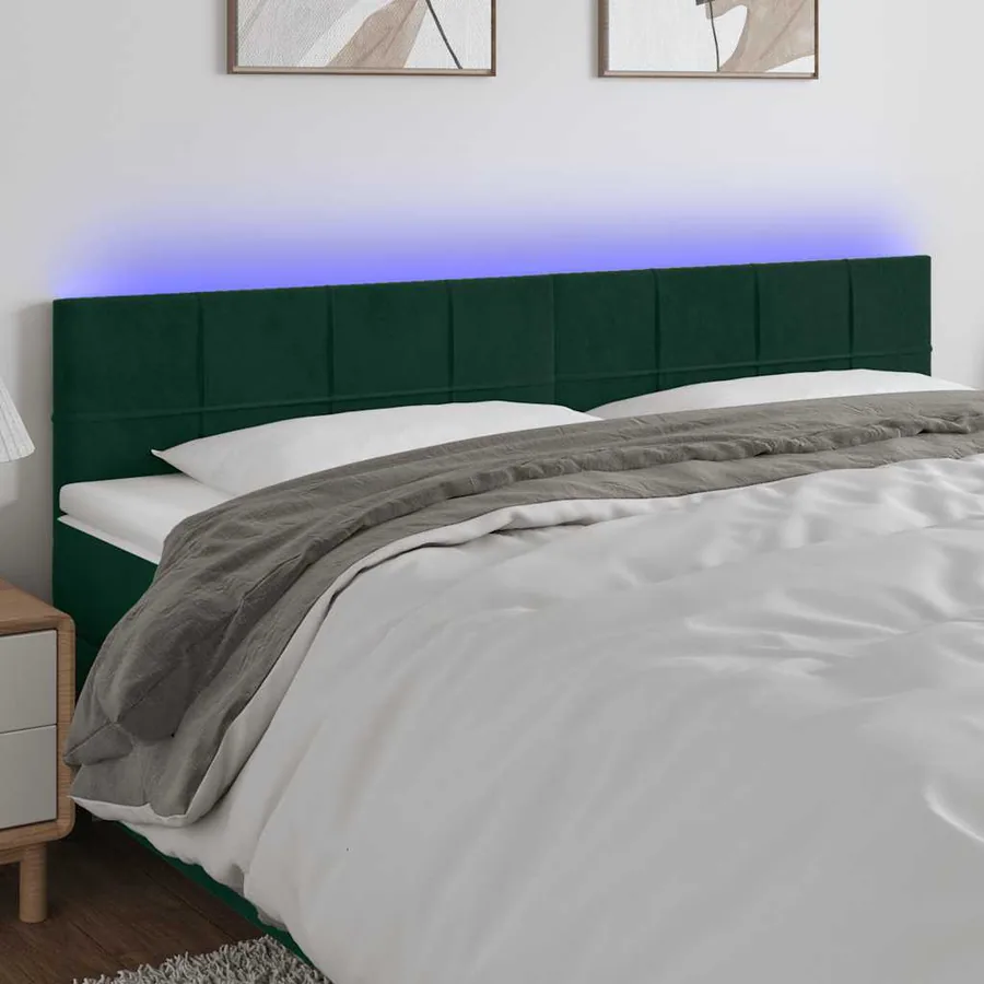 Tête de lit à LED Vert foncé 200x5x78/88 cm Velours