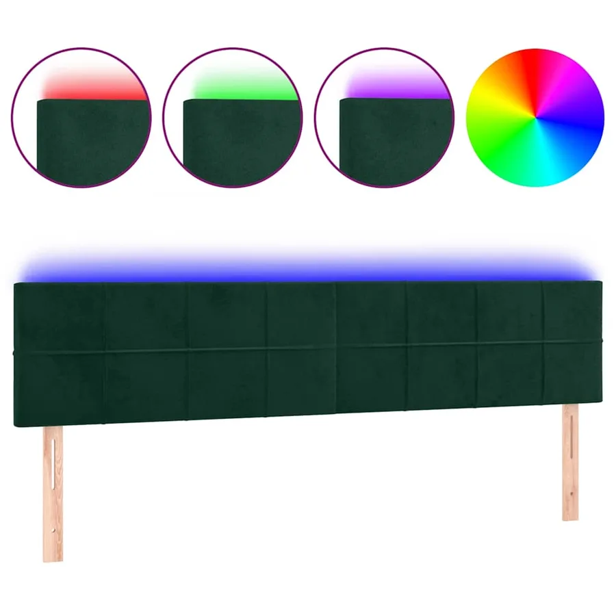 Tête de lit à LED Vert foncé 200x5x78/88 cm Velours - 2