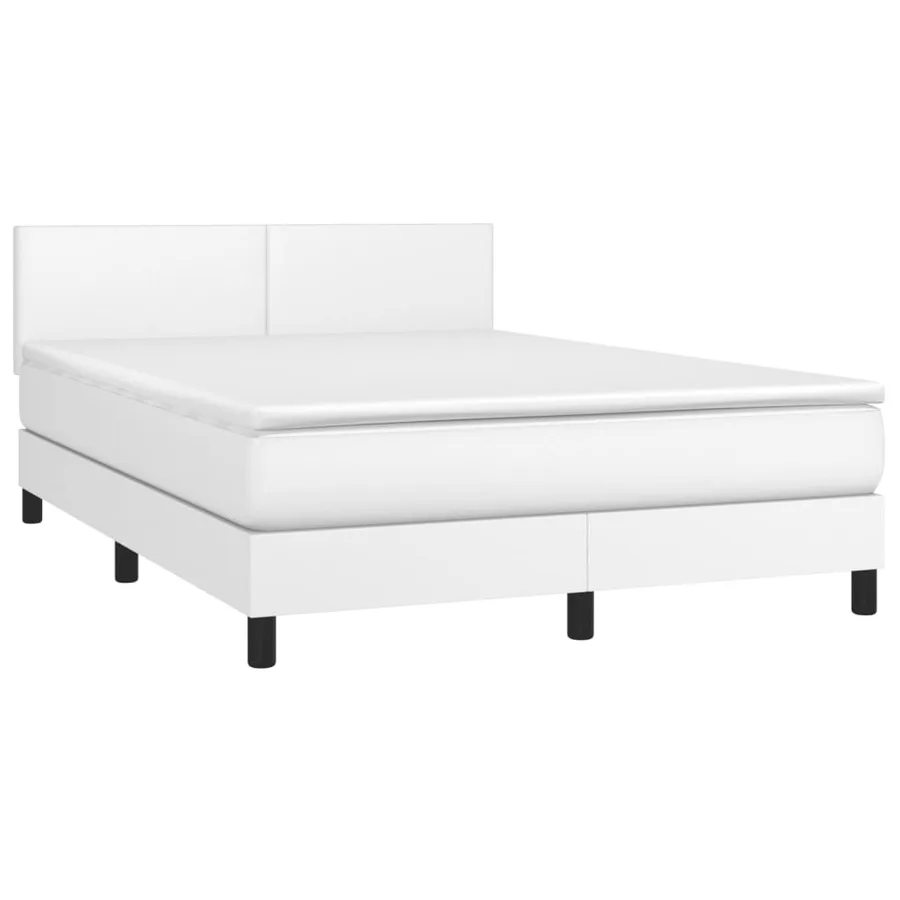 Sommier à lattes de lit avec matelas Blanc 140x190cm Similicuir - 3