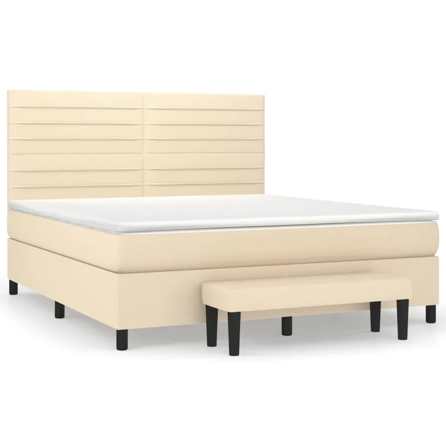 Sommier à lattes de lit avec matelas Crème 180x200 cm Tissu - 2