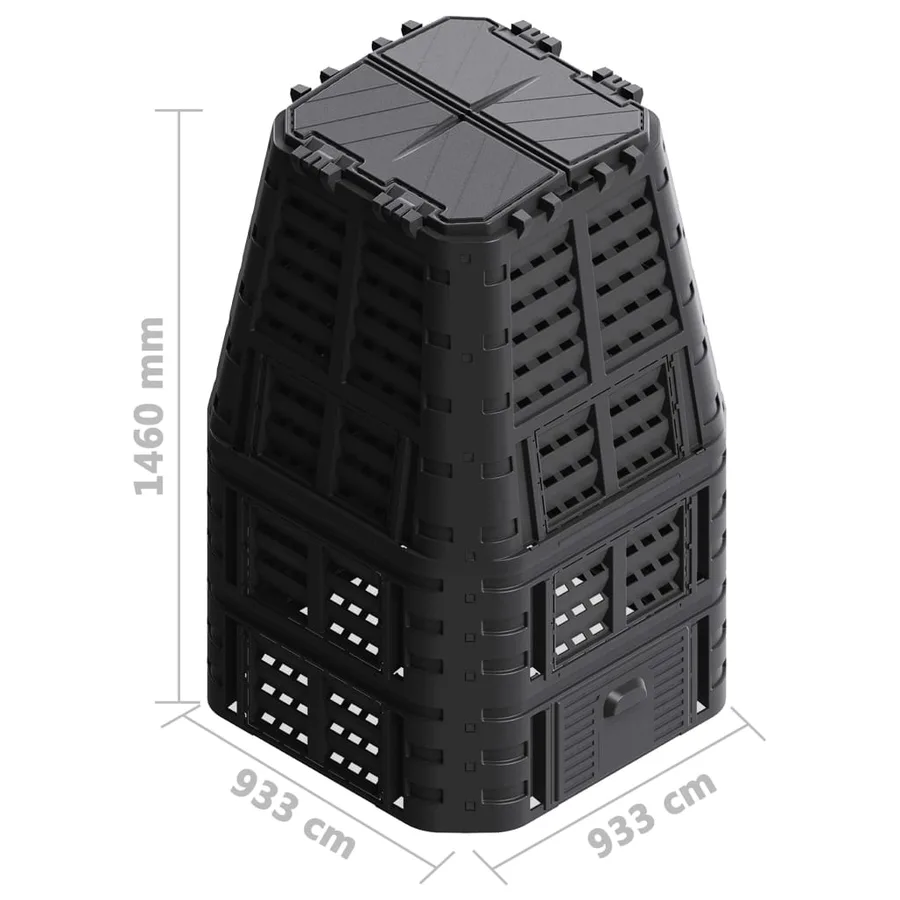 Composteur de jardin Noir 93,3x93,3x146 cm 1000 L - 10