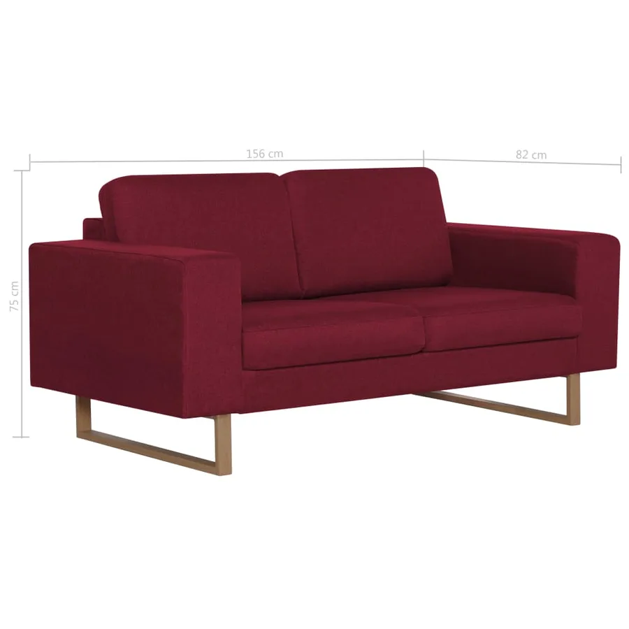 Ensemble de canapé 2 pcs Tissu Rouge bordeaux - 13