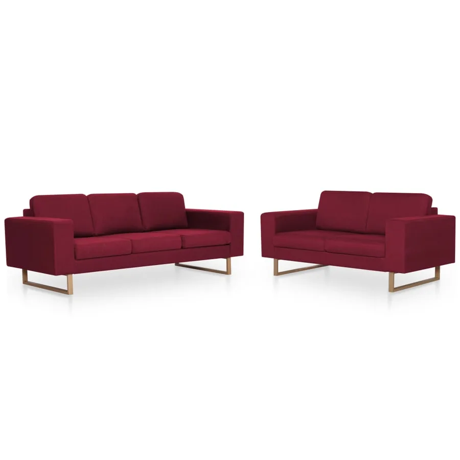 Ensemble de canapé 2 pcs Tissu Rouge bordeaux - 2