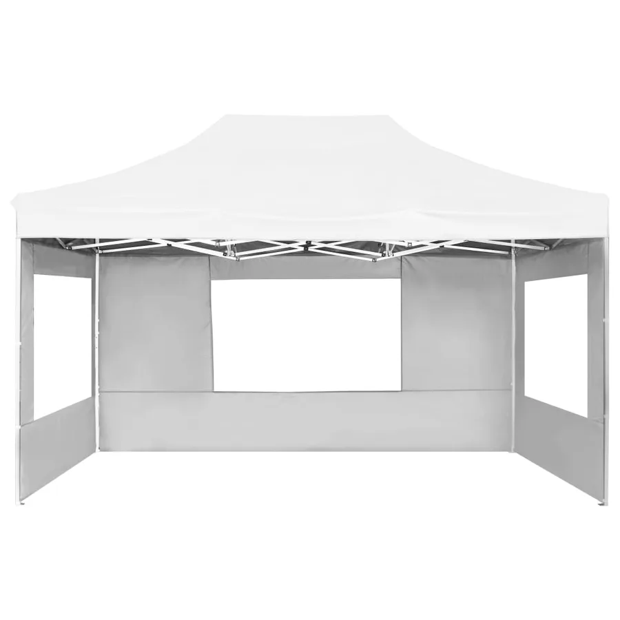 Tente de réception pliable avec parois Aluminium 4,5x3 m Blanc - 4